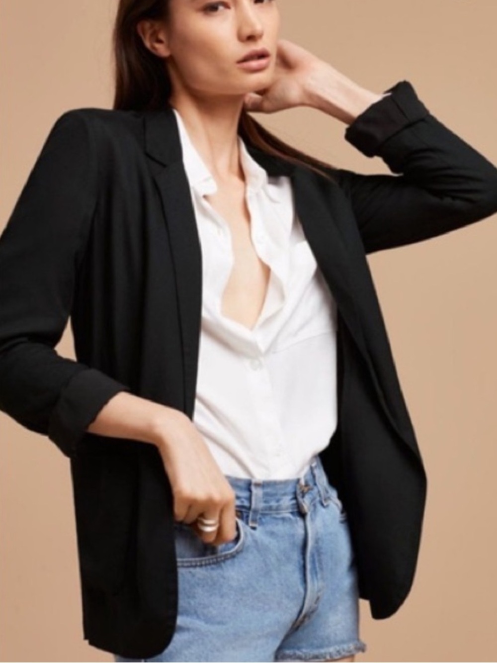 ARITZIA Talula Kent Lightweight Open Blazer Black 2
